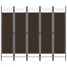 vidaXL barna 5 paneles paraván 200 x 180 cm