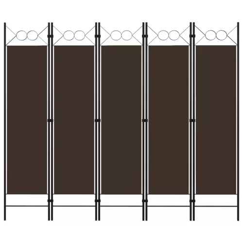 vidaXL barna 5 paneles paraván 200 x 180 cm