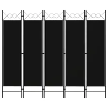 vidaXL fekete 5 paneles paraván 200 x 180 cm