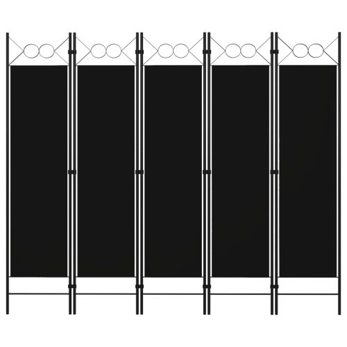 vidaXL fekete 5 paneles paraván 200 x 180 cm