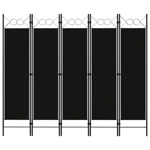 vidaXL fekete 5 paneles paraván 200 x 180 cm