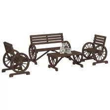 vidaXL 4 részes tömör fenyőfa kerti pihenőgarnitúra