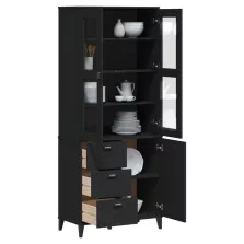  vidaXL VIKEN fekete tömör fenyőfa magasszekrény 80 x 40 x 190 cm