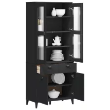   vidaXL VIKEN fekete tömör fenyőfa magasszekrény 80 x 40 x 190 cm