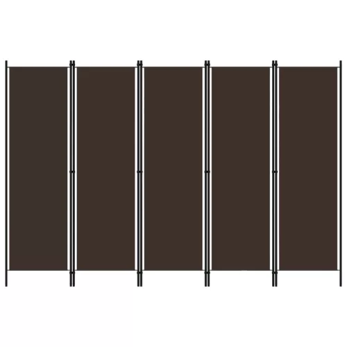 vidaXL barna 5 paneles paraván 250 x 180 cm