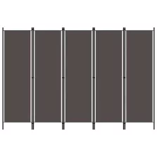 vidaXL antracitszürke 5 paneles paraván 250 x 180 cm