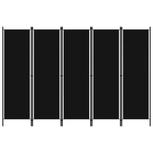 vidaXL fekete 5 paneles paraván 250 x 180 cm
