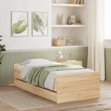   vidaXL sonoma tölgy színű műfa ágykeret fiókokkal 100 x 200 cm