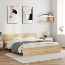   vidaXL sonoma tölgy színű ágykeret fejtámlával és LED-del 180 x 200 cm