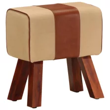   vidaXL barna valódi bőr és tömör mangófa tornapad 38 cm