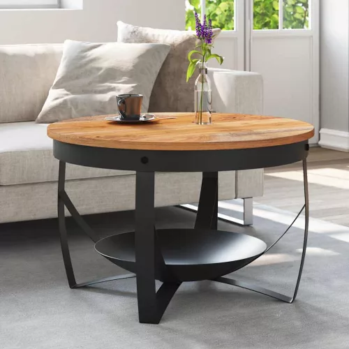 vidaXL tömör akácfa dohányzóasztal Ø68 x 43 cm