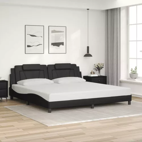 vidaXL fekete műbőr ágykeret Viana matrac nélkül 200x200 cm