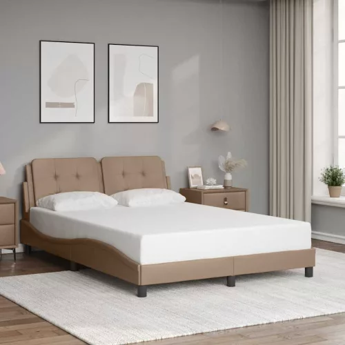 vidaXL cappuccino színű műbőr ágykeret matrac nélkül Zadar 140x190 cm