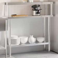   vidaXL rozsdamentes acél felső polcos konyhai munkaasztal 110x30x120cm