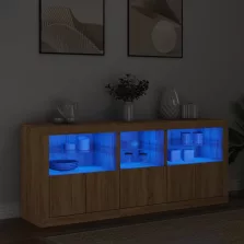   vidaXL sonoma tölgy színű tálalószekrény LED-világítással 162x37x67 cm