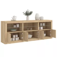   vidaXL sonoma tölgy színű tálalószekrény LED-ekkel 181,5 x 37 x 67 cm