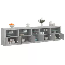   vidaXL betonszürke tálalószekrény LED-világítással 283x37x67 cm