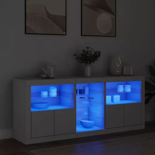 vidaXL fehér tálalószekrény LED-világítással 162 x 37 x 67 cm
