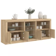   vidaXL sonoma tölgy színű tálalószekrény LED-ekkel 181,5 x 37 x 67 cm