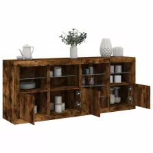   vidaXL füstös tölgy színű tálalószekrény LED-ekkel 164 x 37 x 67 cm