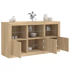   vidaXL sonoma tölgy színű tálalószekrény LED-világítással 123x37x67 cm