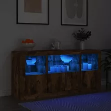   vidaXL füstös tölgy színű tálalószekrény LED-ekkel 142,5 x 37 x 67 cm