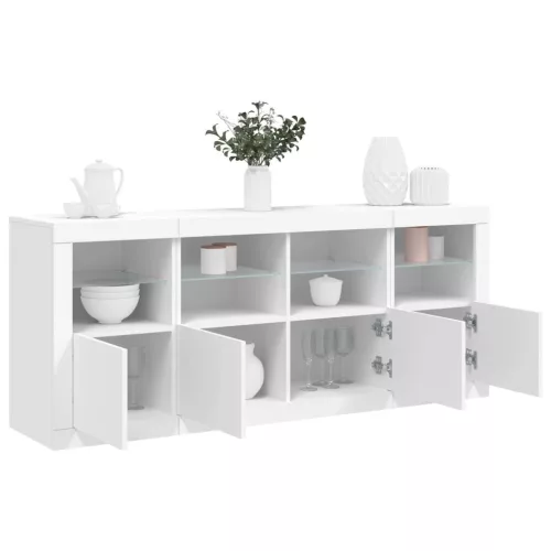 vidaXL fehér tálalószekrény LED-világítással 163 x 37 x 67 cm