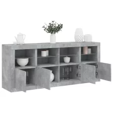  vidaXL betonszürke tálalószekrény LED-világítással 163 x 37 x 67 cm