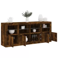   vidaXL füstös tölgy színű tálalószekrény LED-ekkel 163 x 37 x 67 cm