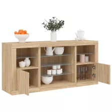  vidaXL sonoma tölgy színű tálalószekrény LED-ekkel 142,5 x 37 x 67 cm