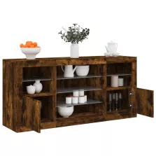   vidaXL füstös tölgy színű tálalószekrény LED-ekkel 142,5 x 37 x 67 cm