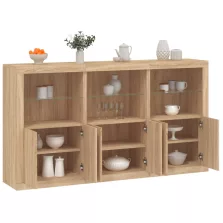   vidaXL sonoma tölgy színű tálalószekrény LED-ekkel 181,5 x 37 x 100 cm