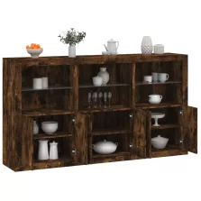   vidaXL füstös tölgy színű tálalószekrény LED-ekkel 181,5 x 37 x 100 cm
