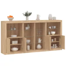   vidaXL sonoma tölgy színű tálalószekrény LED-ekkel 202 x 37 x 100 cm