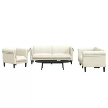 vidaXL 3 részes krém bársony ülőgarnitúra