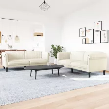 vidaXL 2 részes krémszínű bársony ülőgarnitúra