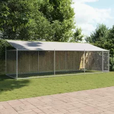   vidaXL szürke horganyzott acél kutyaketrec tetővel és ajtókkal 6x2x2 m