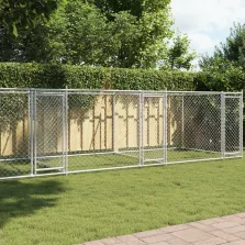   vidaXL szürke horganyzott acél kutyaketrec ajtókkal 8 x 2 x 1,5 m
