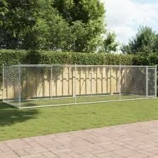   vidaXL szürke horganyzott acél kutyaketrec ajtóval 6 x 2 x 1,5 m