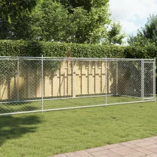   vidaXL szürke horganyzott acél kutyaketrec ajtóval 8 x 2 x 1,5 m