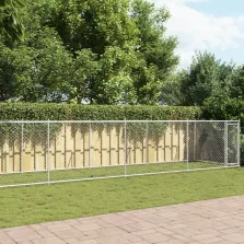   vidaXL szürke horganyzott acél kutyaketrec ajtóval 10 x 2 x 1,5 m