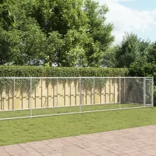  vidaXL szürke horganyzott acél kutyaketrec ajtóval 12 x 2 x 1,5 m