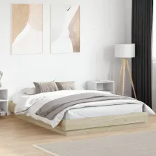   vidaXL sonoma tölgy színű ágykeret LED-világítással 160x200 cm