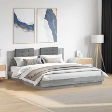   vidaXL szürke sonoma színű szerelt fa ágykeret fejtámlával 180x200 cm