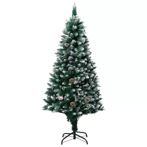 vidaXL műkarácsonyfa fenyőtobozokkal és fehér hóval 180 cm