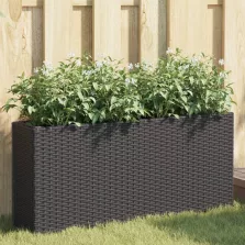   vidaXL 2 db fekete polyrattan kerti ültetőláda 2 cseréppel 90x20x40 cm