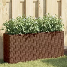   vidaXL 2 db barna polyrattan kerti ültetőláda 2 cseréppel 90x20x40 cm