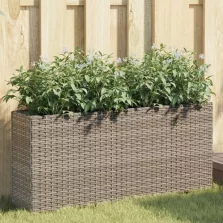  vidaXL 2 db szürke polyrattan kerti ültetőláda 2 cseréppel 90x20x40 cm