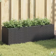   vidaXL 2 db fekete polyrattan kerti ültetőláda 3 cseréppel 105x30x32cm