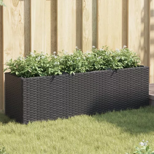vidaXL 2 db fekete polyrattan kerti ültetőláda 3 cseréppel 105x30x32cm